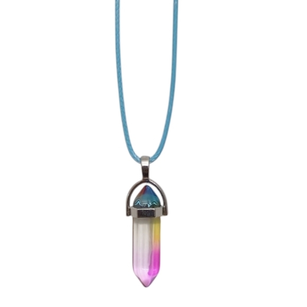 Healing Crystal‎ Pendant Necklace Cotton Candy Aura Quartz Chakra Balancing